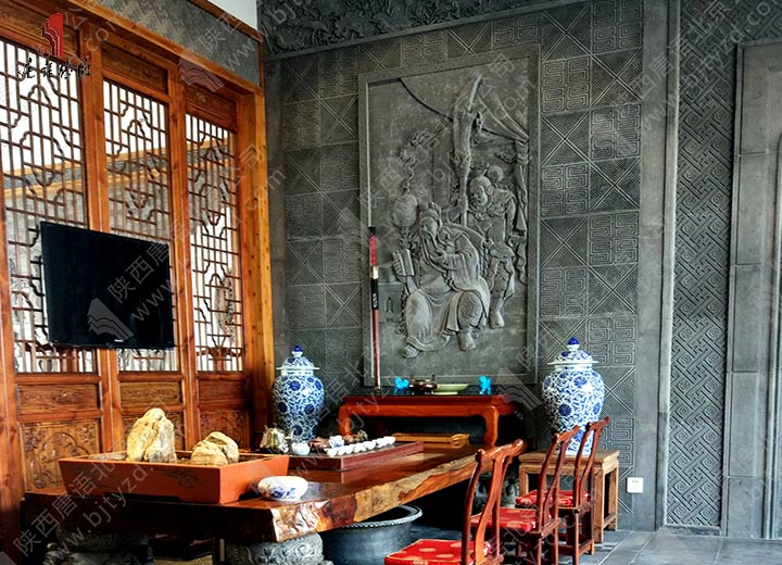 唐语砖雕茶室装饰