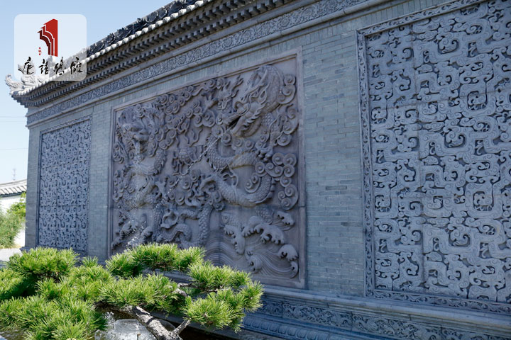 唐语砖雕二龙戏珠影壁